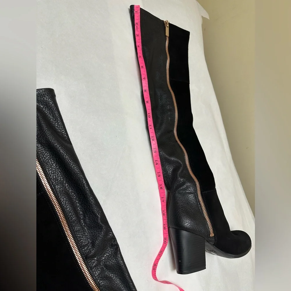 NWOT; NEW; Bar lll Over The Knee Leather Suede Zipper Party Boot Black/Rose Gold